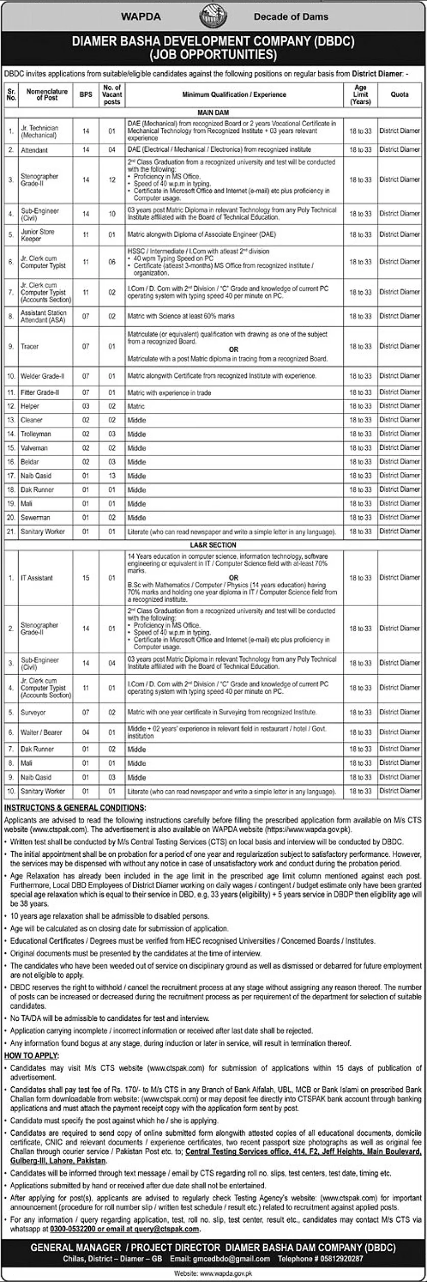 WAPDA Diamer Basha Dam Jobs 2026