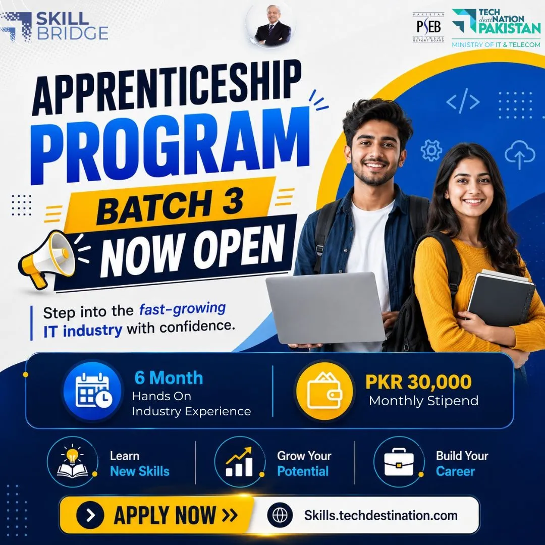 PSEB SkillBridge Apprenticeship Program 2026 – Batch 3 | PKR 30,000 Stipend