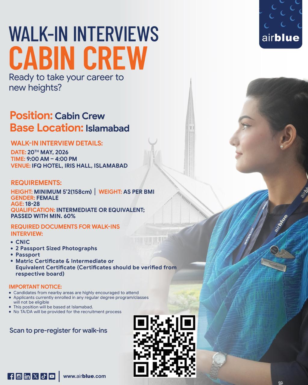 Airblue Cabin Crew Jobs 2026