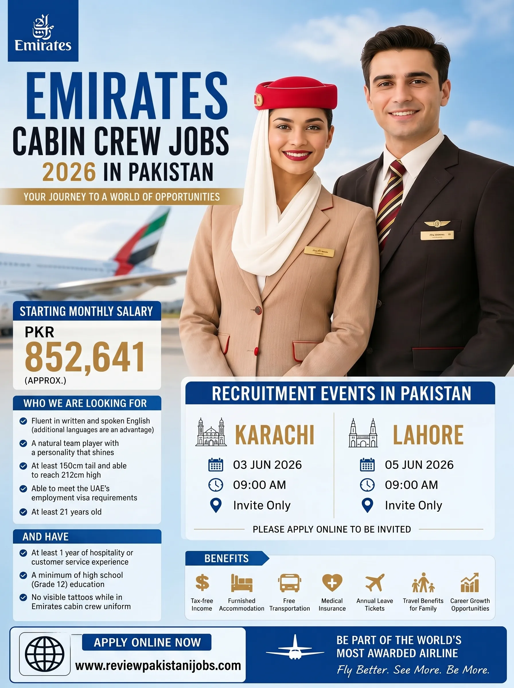 Emirates Cabin Crew Jobs 2026 Pakistan