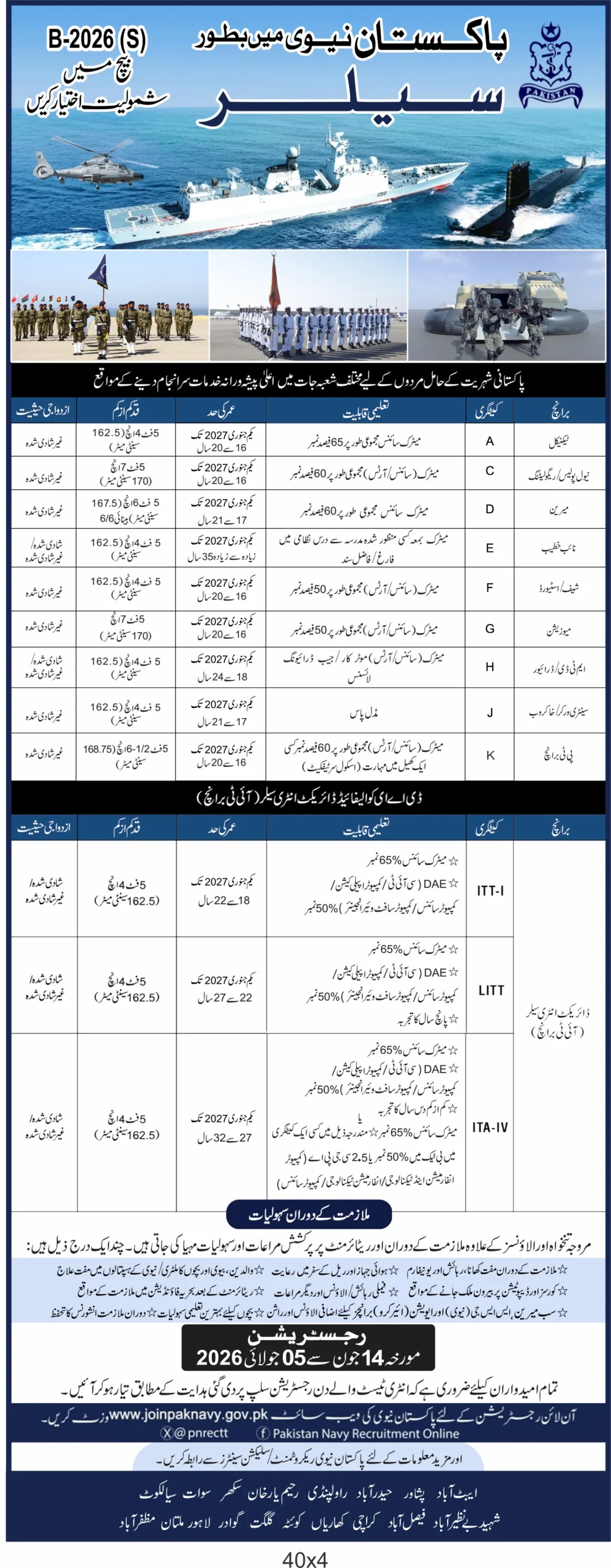 Pakistan Navy Sailor Jobs 2026 – B-2026(S) | Last Date 05 July