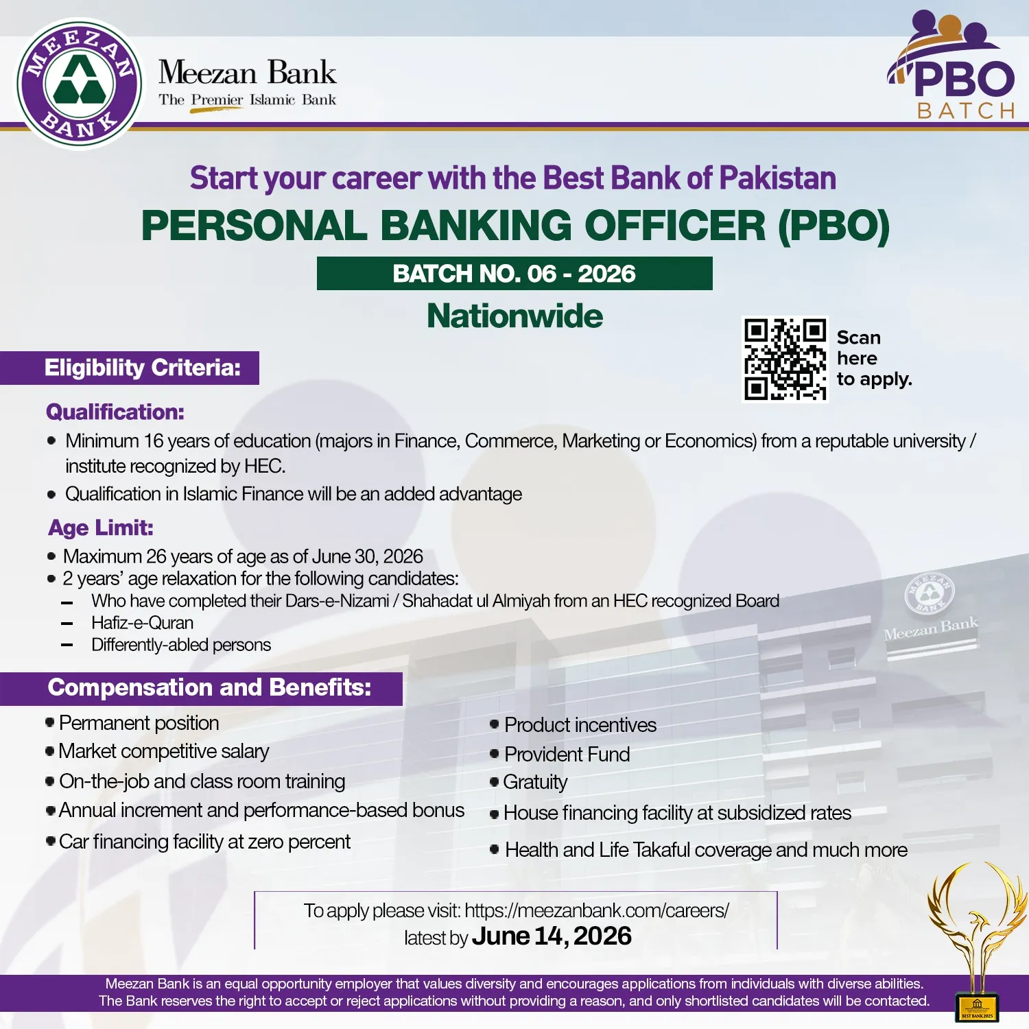 Meezan Bank PBO Jobs 2026